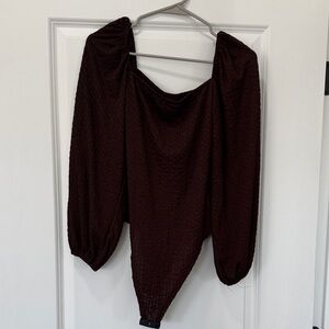 Shein Brown Long Sleeve Body Suit Size Small
